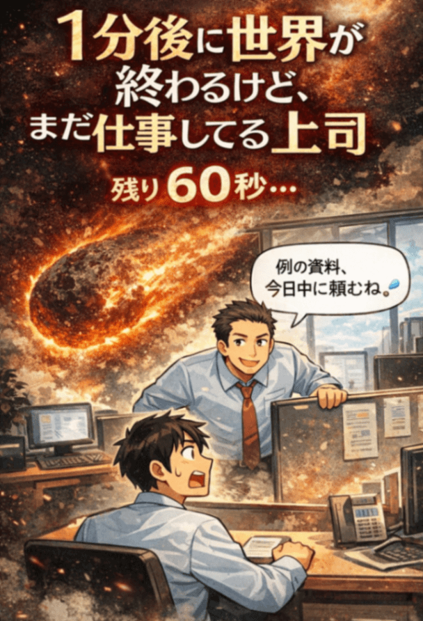1分後に世界が終わるけどまだ仕事してる上司