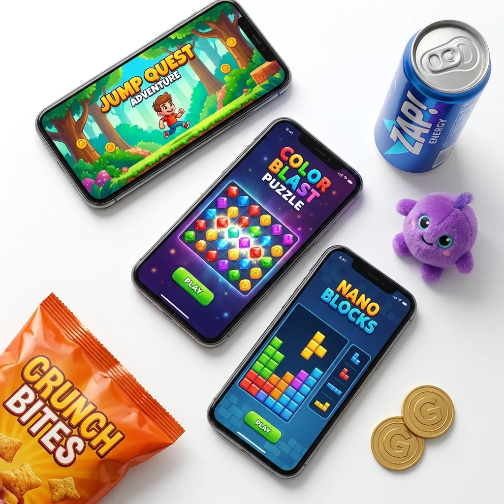 DreamCoreで制作したブランドゲームがスマートフォンに表示されている様子