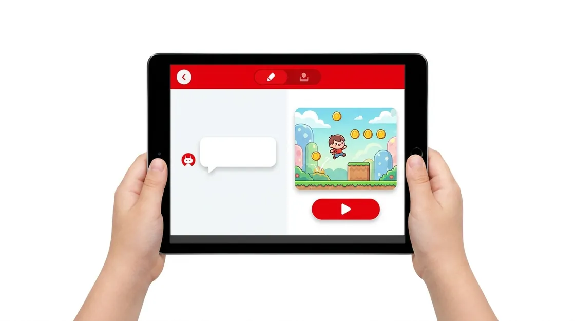 DreamCoreのゲーム作成画面。チャットで指示するとゲームが生成される