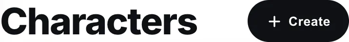The Characters heading with the "+ Create" button next to it