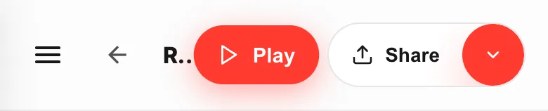 The Studio header: menu, back, title, Play and Share